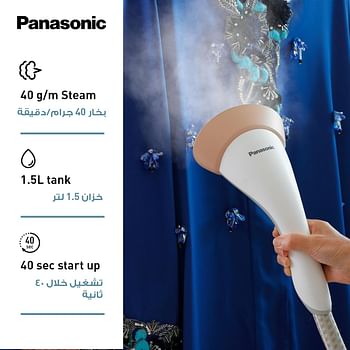 Panasonic NI-GSG060WTH 2000W Garment Steamer, 40g/min Steam, Wide Head, 2 Steam Settings, 1.5L Tank, Glove Accessory