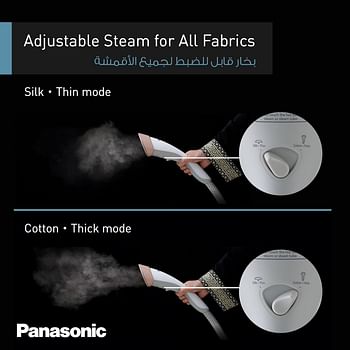 Panasonic NI-GSG060WTH 2000W Garment Steamer, 40g/min Steam, Wide Head, 2 Steam Settings, 1.5L Tank, Glove Accessory