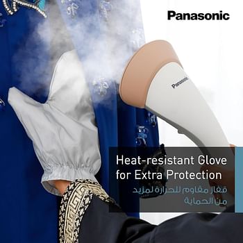 Panasonic NI-GSG060WTH 2000W Garment Steamer, 40g/min Steam, Wide Head, 2 Steam Settings, 1.5L Tank, Glove Accessory