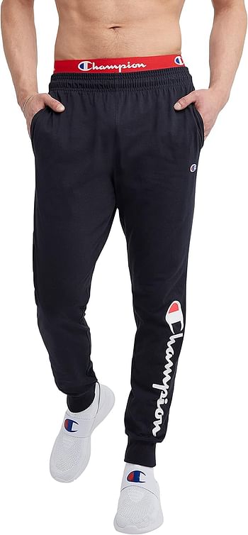 Champion mens Classic Jersey Sweatpants XL - Navy Script