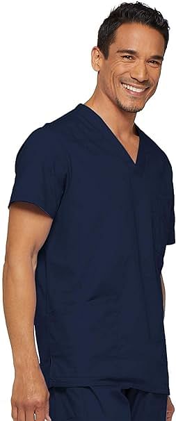 Dickies EDS Signature Scrubs for Men, Multi-Pocket V-Neck Scrub Top in Soft Brushed Poplin 81906 M - Blue