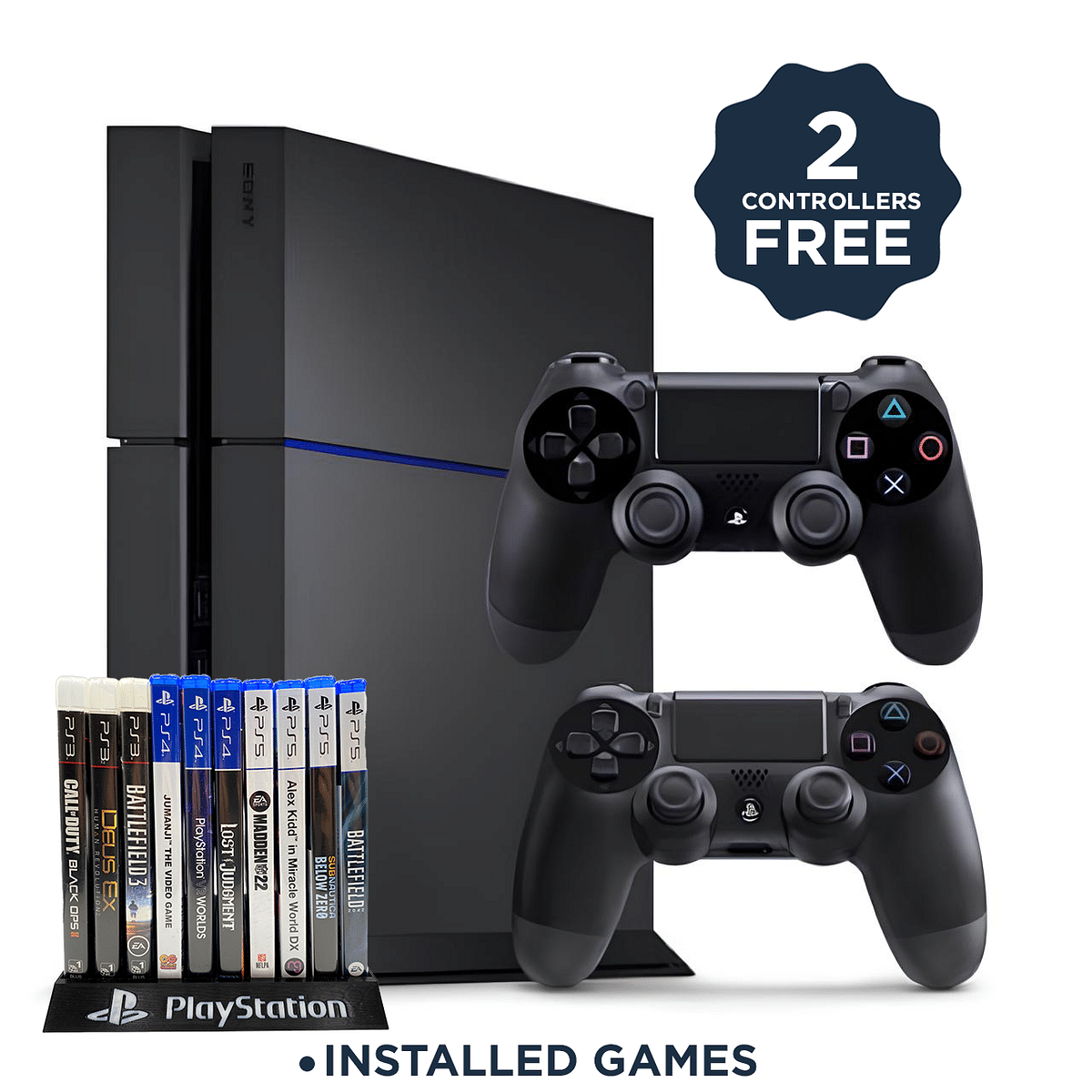 Sony PlayStation 4 Original 500GB + 2 controller FREE Offline Softwear + pre-installed games