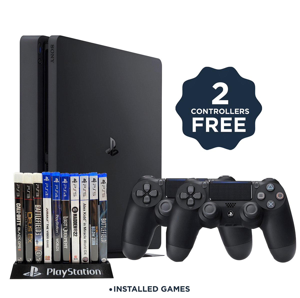 Sony PlayStation 4 Slim 500GB + 2 controllers FREE, Offline Software + pre-installed games