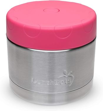 LunchBots 12oz Thermos Stainless Steel Wide Mouth - Insulated Thermos With Vented Lid - Keeps Food Hot or Cold for Hours - Leak-Proof Portable Thermal Food Jar is Ideal for Soup - 12 ounce - Pink