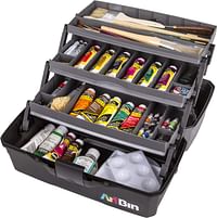 Artbin 6893Ag 3-Tray Art Supply Box, Portable Art & Craft Organizer With Lift-Up Trays, [1] Plastic Storage Case - Gray/Black