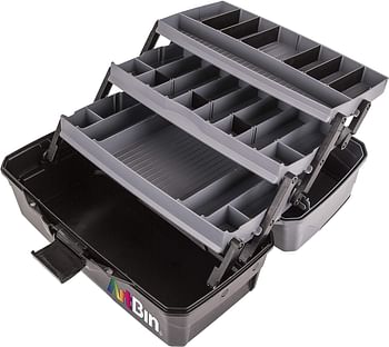 Artbin 6893Ag 3-Tray Art Supply Box, Portable Art & Craft Organizer With Lift-Up Trays, [1] Plastic Storage Case - Gray/Black