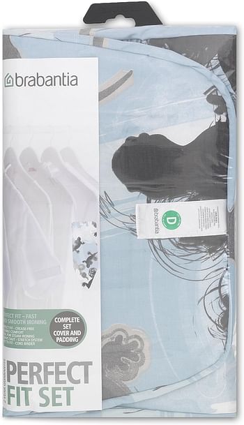 Brabantia 264801 Bright Assorted Colours Ironing Board Cover with 4 mm Foam, L 135 x W 45 cm, Size D