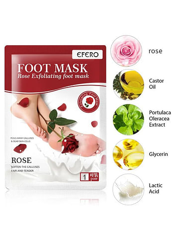 Foot Peeling and Exfoliating Mask, Dead Skin Removing Sock - Rose