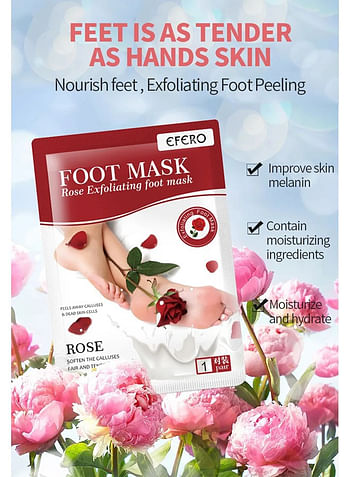 3 Pieces Foot Peeling and Exfoliating Mask, Dead Skin Removing Sock - Olive, Lavender, Rose