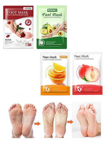 6 Pieces Foot Peeling and Exfoliating Mask, Dead Skin Removing Sock - Lavender, Aloe Vera