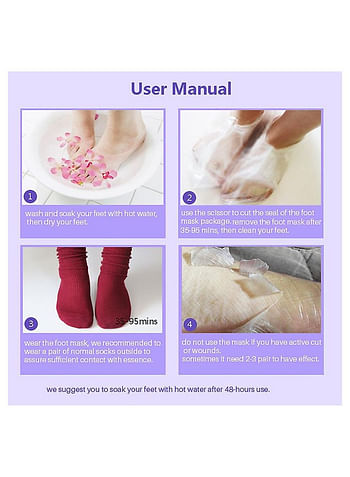 3 Pieces Foot Peeling and Exfoliating Mask, Dead Skin Removing Sock - Olive, Lavender, Rose