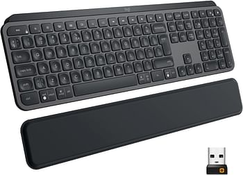 Logitech MX Keys Plus Advanced Wireless Illuminated Keyboard with Detachable Palm Rest, Tactile Responsive Typing, Backlighting, Bluetooth, USB-C, Apple macOS, Microsoft Windows, Linux