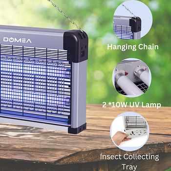 Domea Electric Insect Killer With Insulated Aluminium Panel With Removable Insect Collecting Tray - White