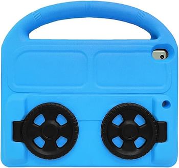 KM Car Wheel iPad 9th 8th 7th Generation Case for Kids, iPad 10.2 Case, Shockproof Kid Proof Protection Stand Cover for Apple iPad 10.2" 2021 2020 2019 - Sky Blue