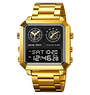 Skmei 2204 Men Digital Watch - Gold, Black