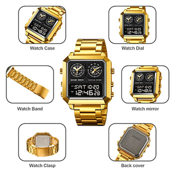 Skmei 2204 Men Digital Watch - Gold, Black