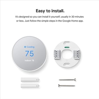 Nest Thermostat 4th Gen Programmable Smart Wi-Fi Thermostat - Snow