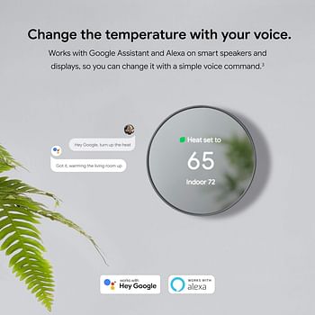 Nest Thermostat 4th Gen Programmable Smart Wi-Fi Thermostat - Snow