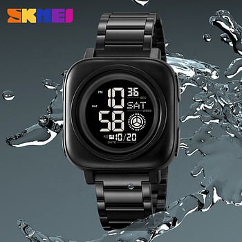 Skmei 2131 square digital sports watch Water Resist Stainless Steel - Black, Black