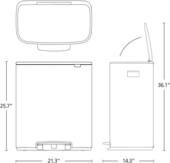 Brabantia Bo Pedal Bin - 60L Inner Bucket (Platinum) Large Waste Kitchen Bin - Soft Closing Lid