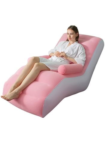 S-Shaped Inflatable Sofa Lounge Chair Foldable Outdoor Living Room Super Soft Lazy Sofa Suitable for Camping Games Reading (Multicolour)