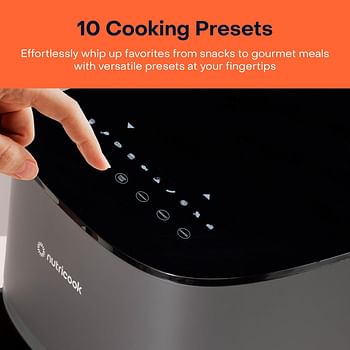 Nutricook Air Fryer Essentials Vision, 5.2L Capacity, 10 Cooking Presets with Clear Window and Light, ProCyclone Technology,1500 Watts