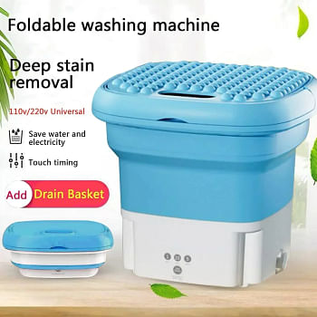 ILaa Portable Washing Machine Mini Foldable Washer with Spin Dryer Bucket - Blue