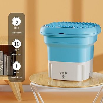 ILaa Portable Washing Machine Mini Foldable Washer with Spin Dryer Bucket - Blue