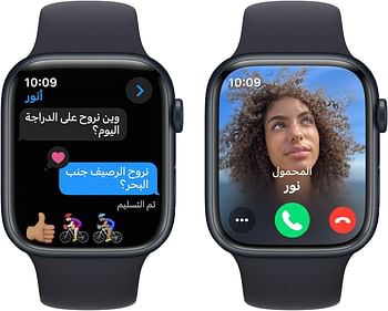 Apple Watch Series 9 GPS 45mm Smartwatch with Midnight Aluminum Case with Midnight Sport Band S/M. Fitness Tracker, Blood Oxygen & ECG Apps, Always-On Retina Display, Water Resistant