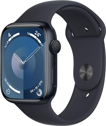 Apple Watch Series 9 GPS 45mm Smartwatch with Midnight Aluminum Case with Midnight Sport Band S/M. Fitness Tracker, Blood Oxygen & ECG Apps, Always-On Retina Display, Water Resistant