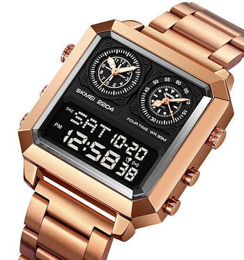 Skmei 2204 Men Digital Watch - Rose Gold, Black