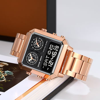 Skmei 2204 Men Digital Watch - Rose Gold, Black