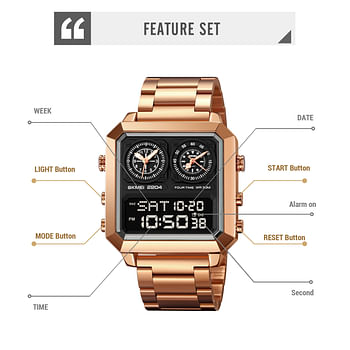 Skmei 2204 Men Digital Watch - Gold, Black