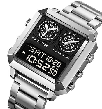 SKMEI 2204 MEN DIGITAL WATCH -Silver/White