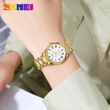 SKMEI 2178 STAINLESS STEEL WOMEN WATCH -Gold\White