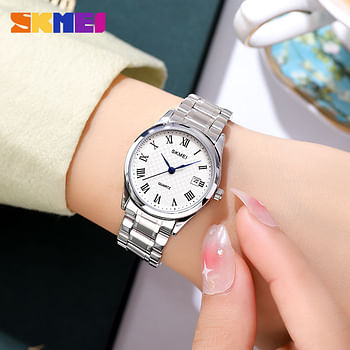 SKMEI 2178 STAINLESS STEEL WOMEN WATCH -Silver\White