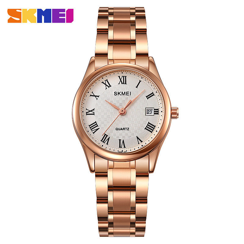 SKMEI 2178 STAINLESS STEEL WOMEN WATCH -Rose Gold\White