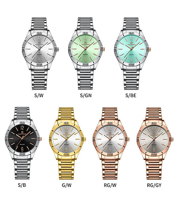 NAVIFORCE NF5029 Women Original Waterproof Luxury Fashion Quartz Ladies Watches Dress Personality Wristwatches Relogio Feminino - Silver\Green