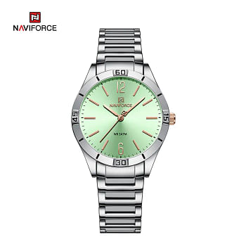 NAVIFORCE NF5029 Women Original Waterproof Luxury Fashion Quartz Ladies Watches Dress Personality Wristwatches Relogio Feminino - Silver\White