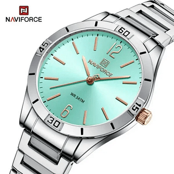 NAVIFORCE NF5029 Women Original Waterproof Luxury Fashion Quartz Ladies Watches Dress Personality Wristwatches Relogio Feminino - Silver\Blue