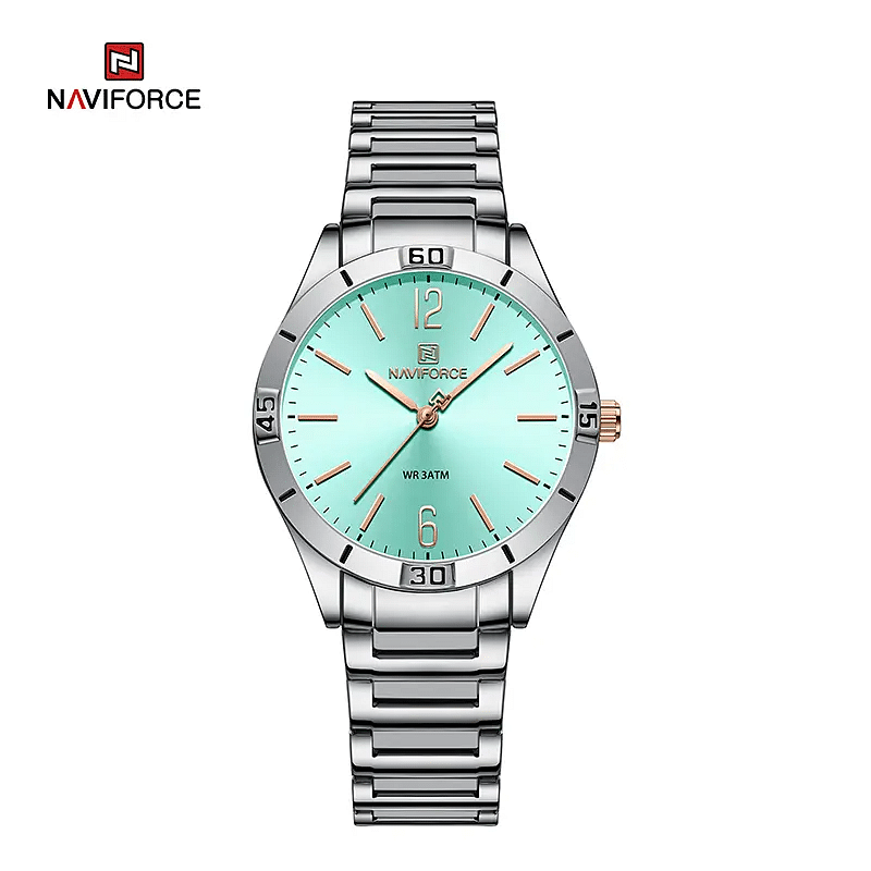 NAVIFORCE NF5029 Women Original Waterproof Luxury Fashion Quartz Ladies Watches Dress Personality Wristwatches Relogio Feminino - Silver\Blue