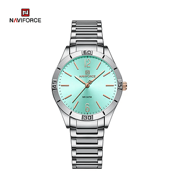 NAVIFORCE NF5029 Women Original Waterproof Luxury Fashion Quartz Ladies Watches Dress Personality Wristwatches Relogio Feminino - Silver\Green