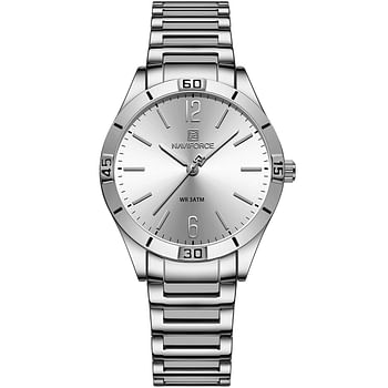 NAVIFORCE NF5029 Women Original Waterproof Luxury Fashion Quartz Ladies Watches Dress Personality Wristwatches Relogio Feminino - Silver\White