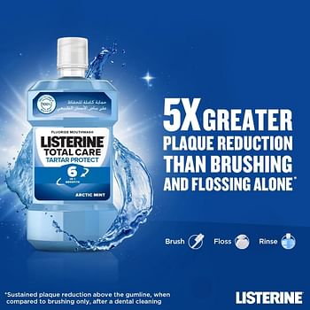 Listerine Total Care Tartar Protect 6 Benefit Fluoride Mouthwash For Naturally White Teeth 250ml - Arctic Mint