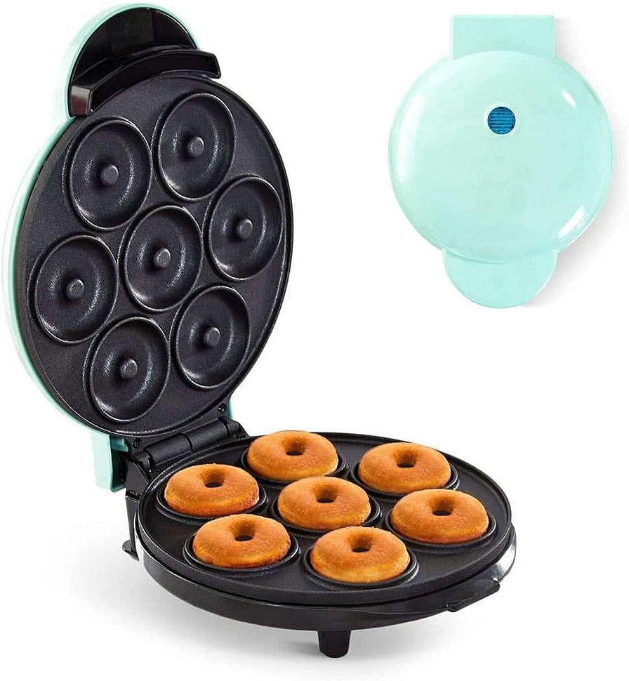 ECVV Mini Donut Maker Machine for Kid-Friendly with Non-stick Surface Makes 7 Doughnuts