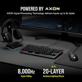 Corsair K70 RGB TKL Champion Series Tenkeyless Optical-Mechanical Gaming Keyboard (OPX RGB Optical-Mechanical Keyswitches, PBT Double-Shot Keycaps, Detachable USB-C Cable) QWERTY, NA Layout - Black