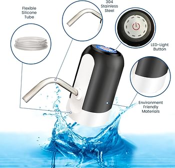 Your Daily's Water Dispenser, USB Rechargeable Electric Drinking Water Pump for Jugs, BPA Free, Stainless Steel, Portable and Easy to Use