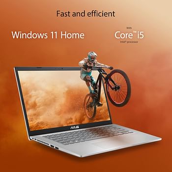 ASUS Laptop A416EA-EB1307W  Slim Laptop 14 inch - i5-1135G7  8GB  512GB  PCIE G3 SSD  - Intel UMA  - Windows 11  English , Arabic Keyboard  2 Pin Adaptor - Transparent Silver