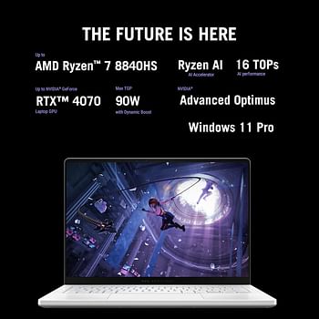 ‎ASUS ROG Zephyrus G14 GA403UI-OLED7WPW 14 inch Gaming Laptop R7-7 8845HS  16GB 1TB PCIe 4.0 M.2 SSD RTX 4070  8GB VRAM Windows 11 Pro  129Hz English, Arabic KeyBoard  - Platinum White