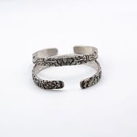 Alpine Crystals Antique Elegant Engraved Bangles of 925 Sterling Silver Handcrafted in Nepal - 2 Pieces 58 Grams